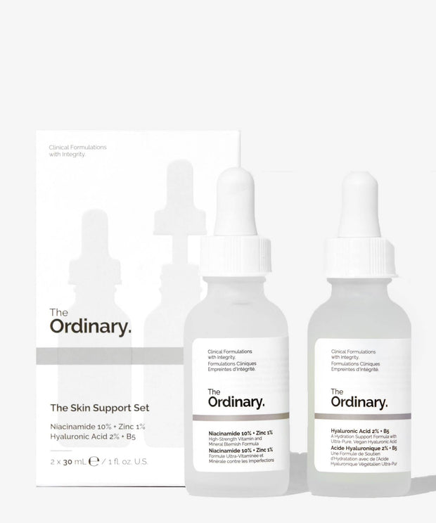 The Ordinary Facial Treatment: Hyaluronic Acid with 2% + B5 (30ml) and The Ordinary Niacinamide 10% + Zinc 1% (30ml) Bundle Face Care Set